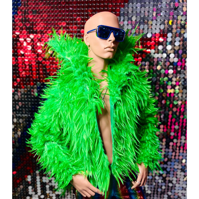 Feather Festival Jacket in Lime Green