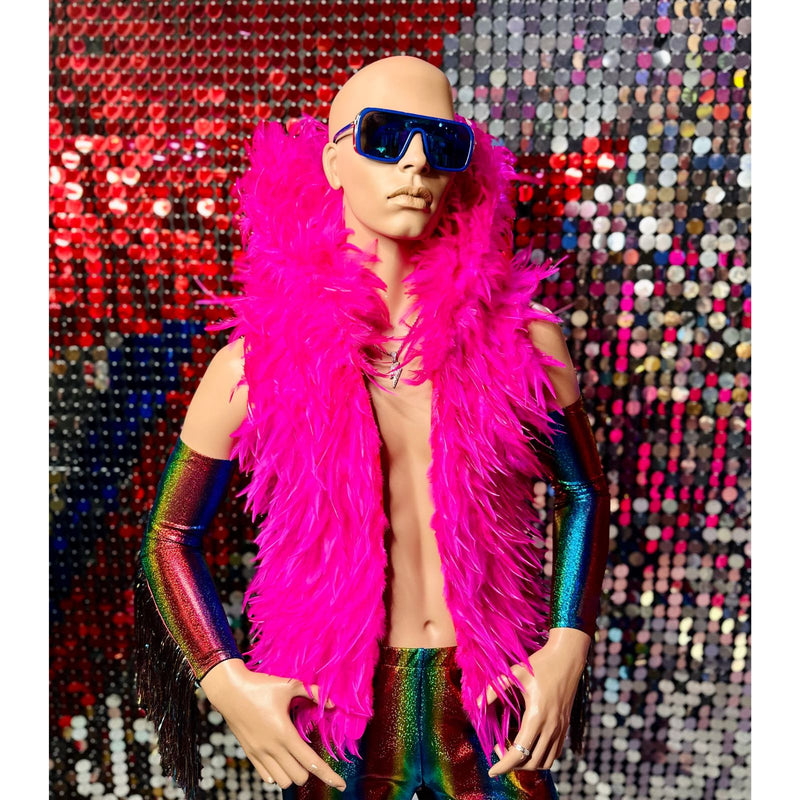 Feather Festival Vest in Hot Pink