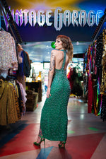 Green beaded vintage gown 