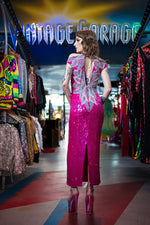 Dynasty Pink/Silver Vintage Sequin Gown