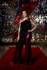 The Coco Toga Jumpsuit in Hot Pink Lurex & Sequin